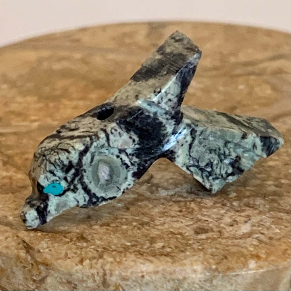 Zuni Style Bird Fetish Bead Drilled Stone Native American Mini Animal Carving .9